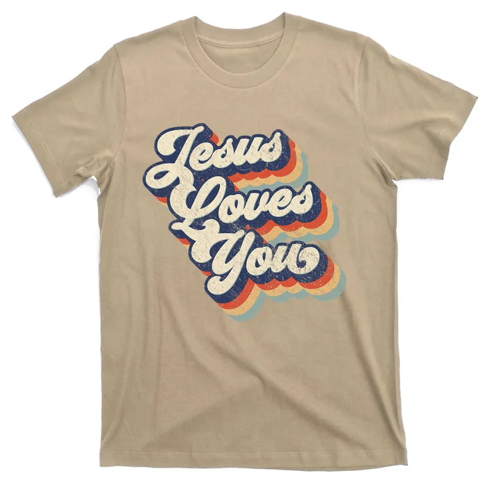 Jesus Loves You Retro Vintage Style Graphic Design Womens T-Shirt