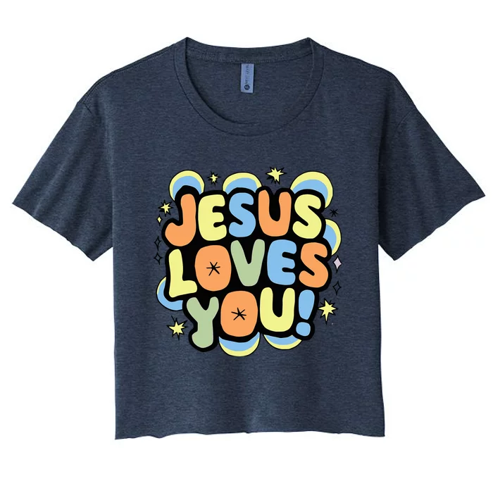 Jesus Loves You Lord Christian Faith Bible Christianity Women's Crop Top Tee