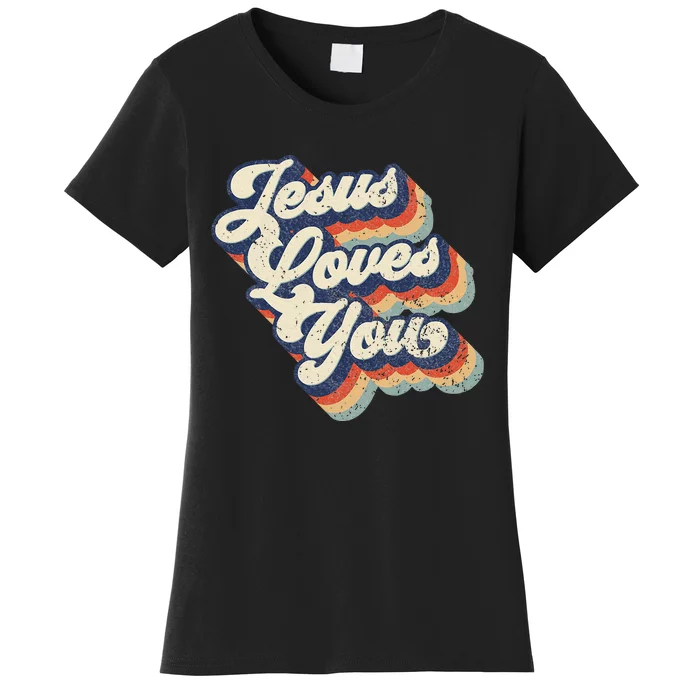 Jesus Loves You Retro Vintage Style Graphic Design Women's T-Shirt