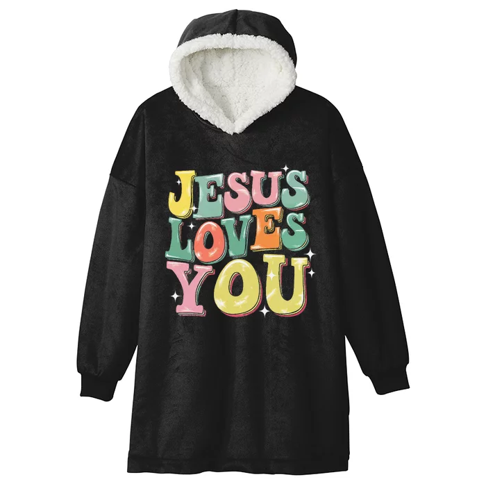 Jesus Loves You Faith Belief Spirituality Inspire Hooded Wearable Blanket