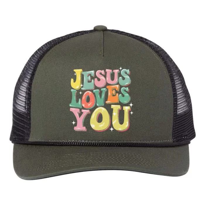 Jesus Loves You Faith Belief Spirituality Inspire Retro Rope Trucker Hat Cap