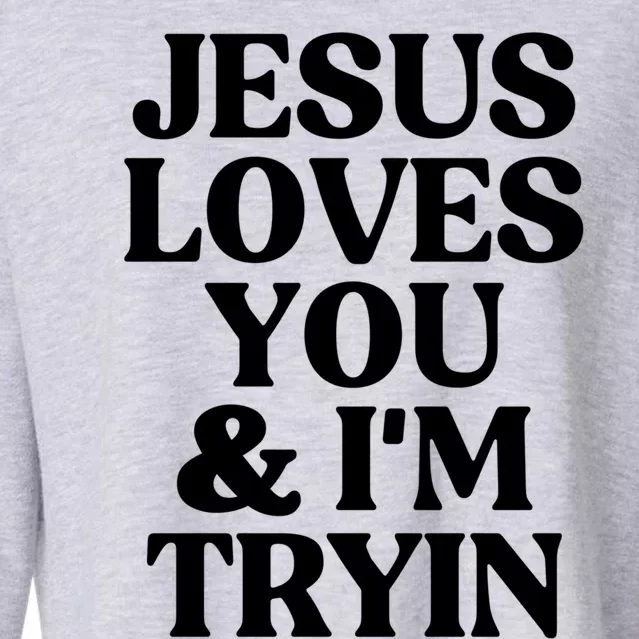 Jesus Loves You And Im Tryin Funny Christian Gift Cropped Pullover Crew