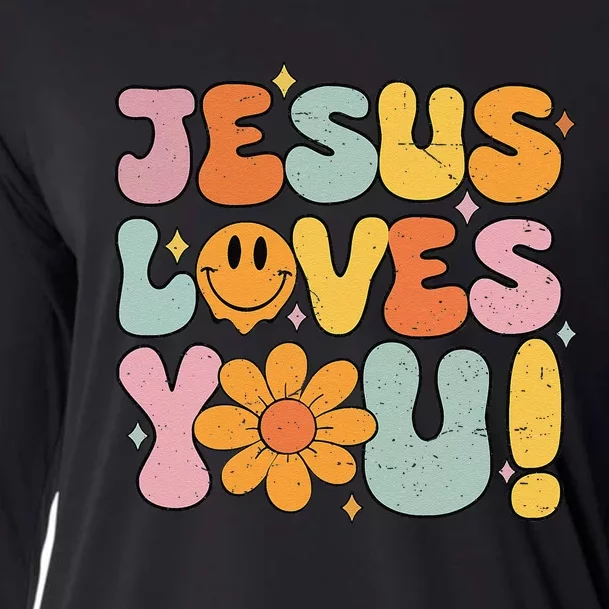 Jesus Loves You Christian Cute Religious Faith Women Cooling Performance Long Sleeve Crew