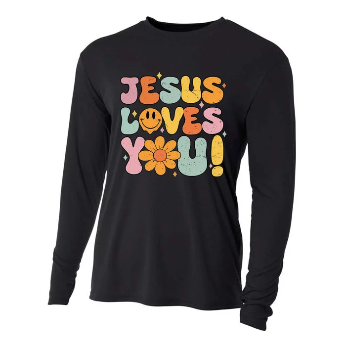 Jesus Loves You Christian Cute Religious Faith Women Cooling Performance Long Sleeve Crew