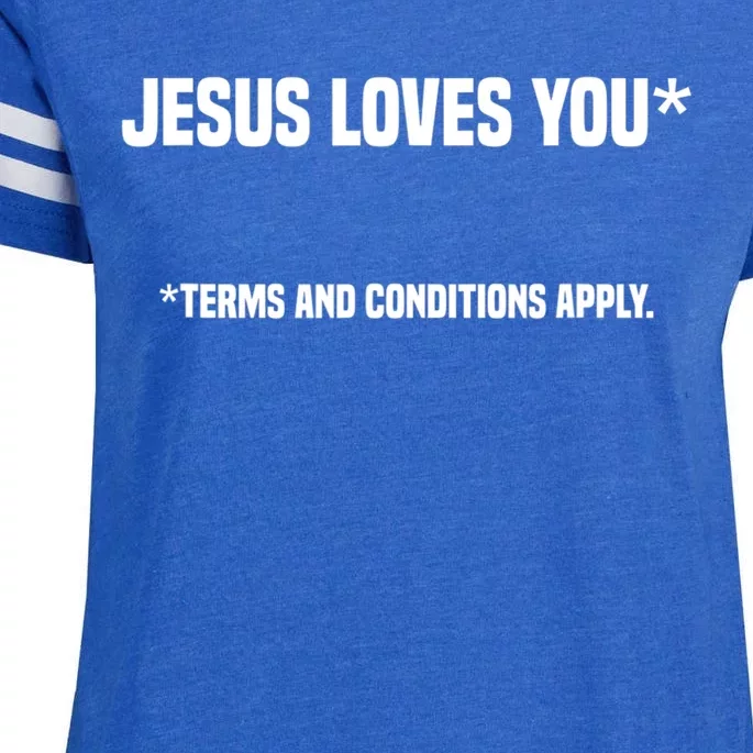 Jesus Loves You Terms And Conditions Apply Atheism Atheist Enza Ladies Jersey Football T-Shirt