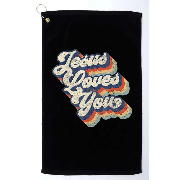 Jesus Loves You Retro Vintage Style Platinum Collection Golf Towel