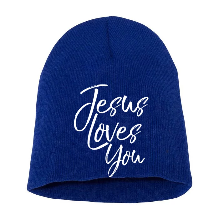 Jesus Loves You Gift Cute Christian Evangelism Gift Short Acrylic Beanie