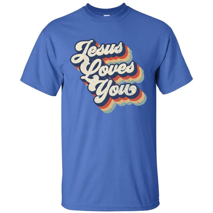 Jesus Loves You Retro Vintage Style Graphic Design Gift Tall T-Shirt