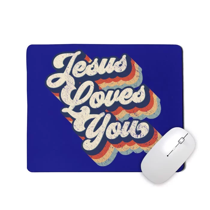 Jesus Loves You Retro Vintage Style Graphic Design Gift Mousepad