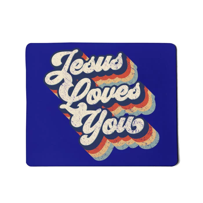 Jesus Loves You Retro Vintage Style Graphic Design Gift Mousepad