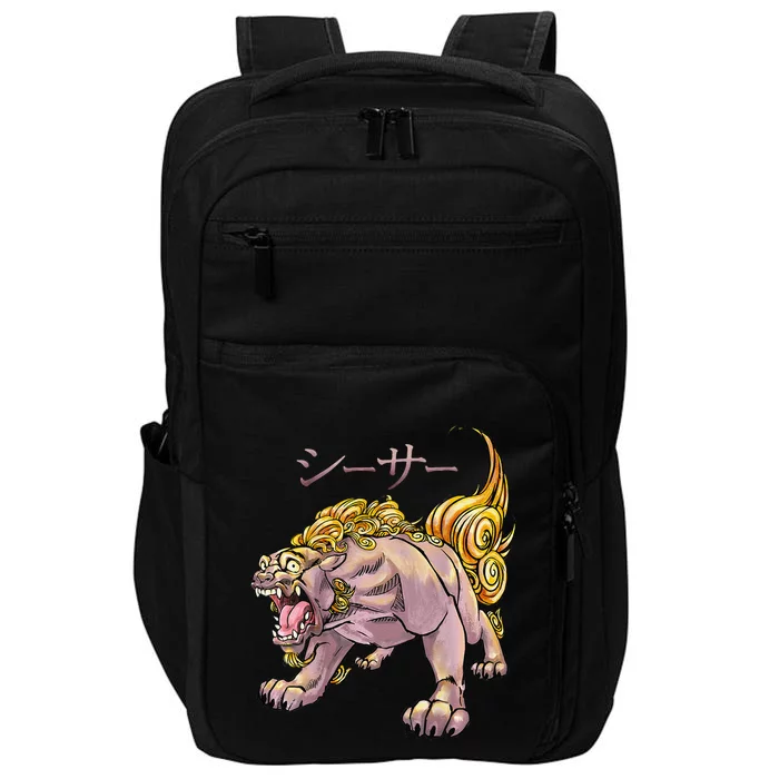 Japanese Liondog Yokaishisa Yokai With Kanji On Front Impact Tech Backpack