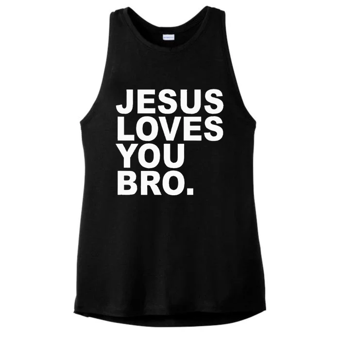 Jesus Loves You Bro. Christian Faith Ladies Tri-Blend Wicking Tank