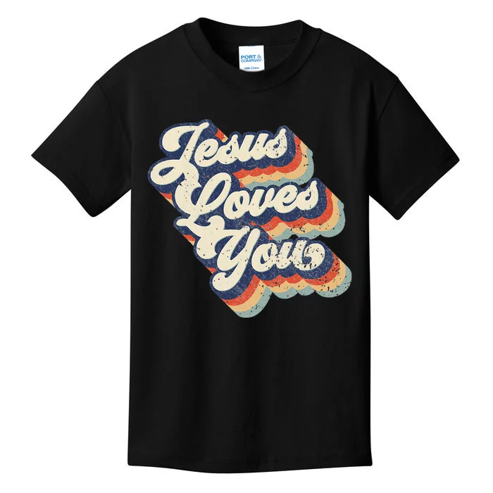 Jesus Loves You Retro Vintage Style Graphic Design Womens Kids T-Shirt