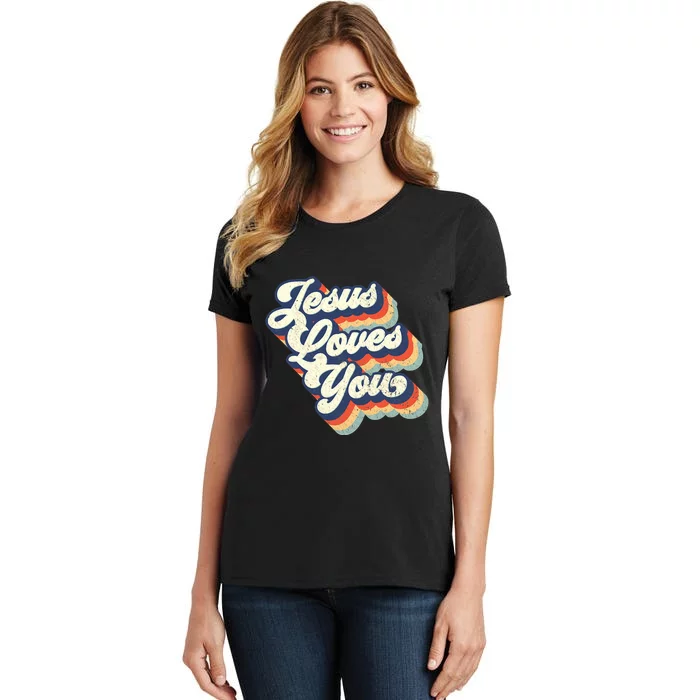 Jesus Loves You Retro Vintage Style Graphic Design Womens Women's T-Shirt