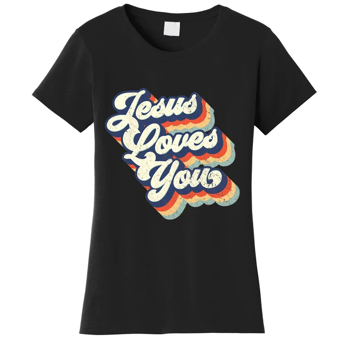 Jesus Loves You Retro Vintage Style Graphic Design Womens Women's T-Shirt