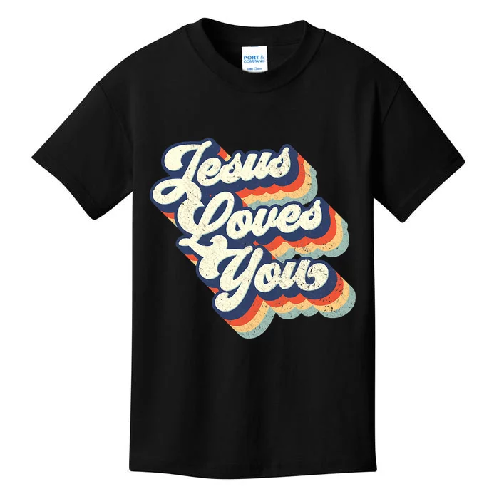 Jesus Loves You Retro Vintage Style Graphic Design Womens Kids T-Shirt