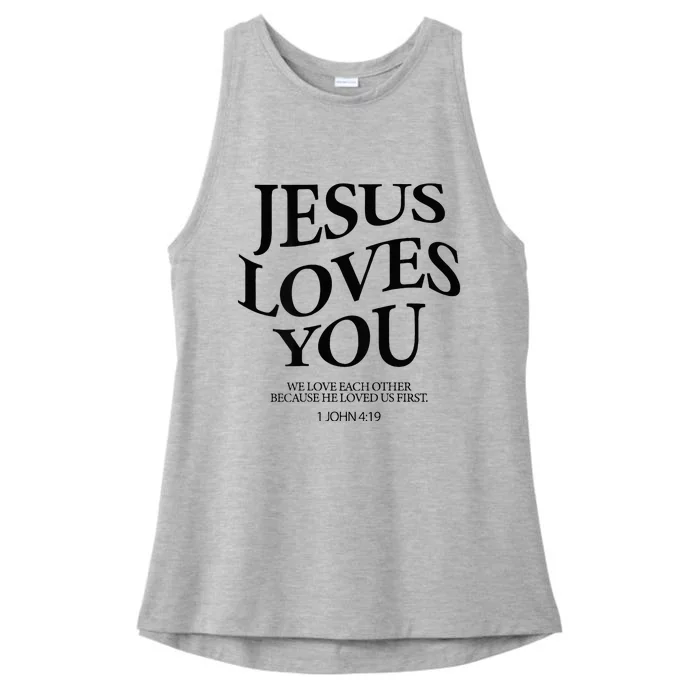 Jesus Loves You We Love Each Other Ladies Tri-Blend Wicking Tank