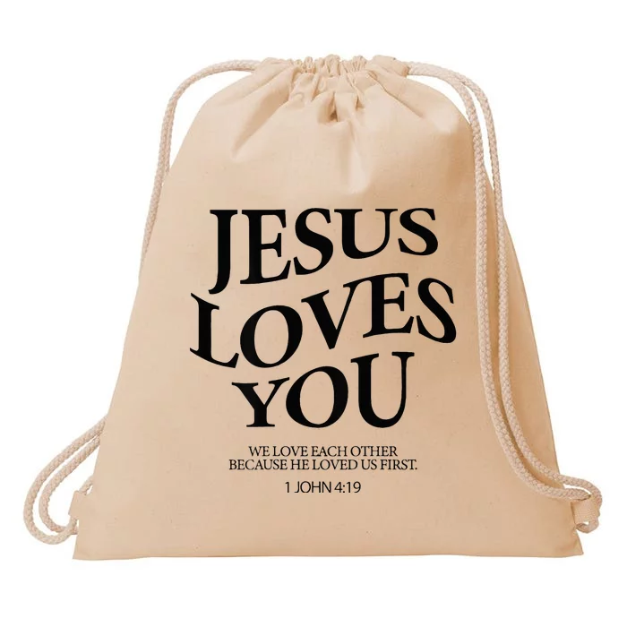 Jesus Loves You We Love Each Other Drawstring Bag