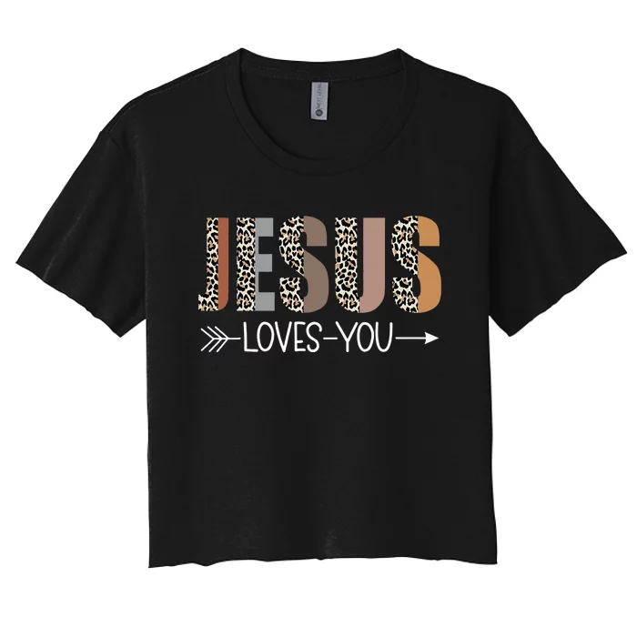 Jesus Love You Cool Leopard Christian Women's Crop Top Tee