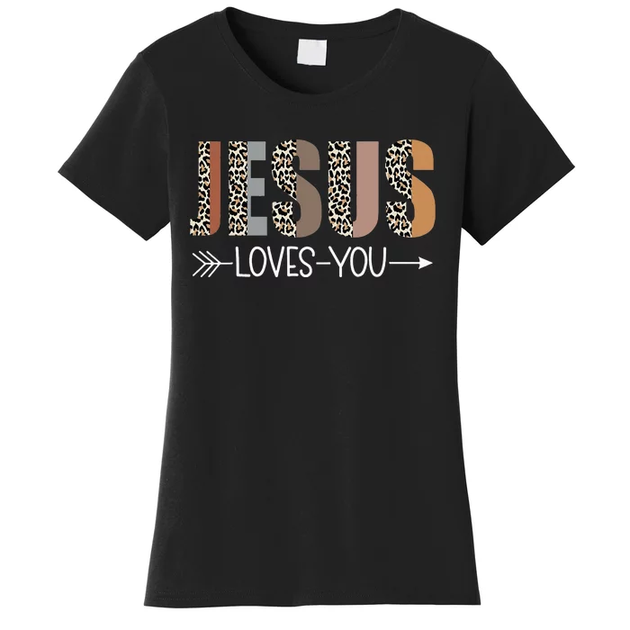 Jesus Love You Cool Leopard Christian Women's T-Shirt