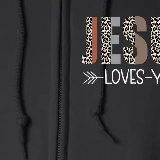 Jesus Love You Cool Leopard Christian Full Zip Hoodie