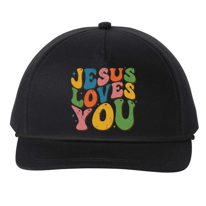 Jesus Loves You Retro Groovy Snapback Five-Panel Rope Hat