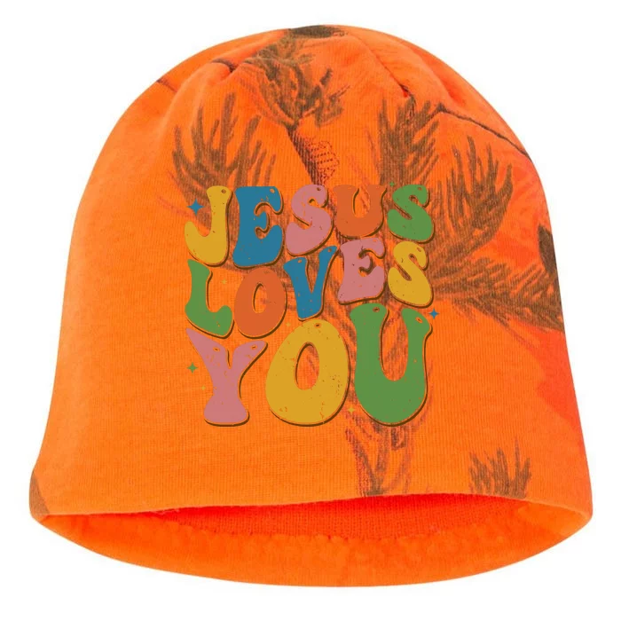 Jesus Loves You Retro Groovy Kati - Camo Knit Beanie