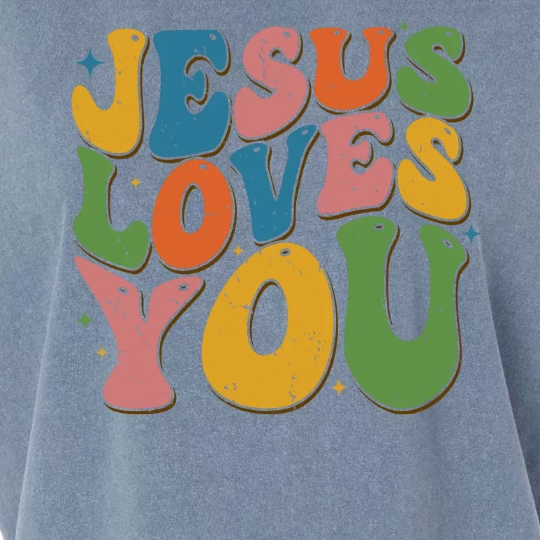 Jesus Loves You Retro Groovy Garment-Dyed Women's Muscle Tee