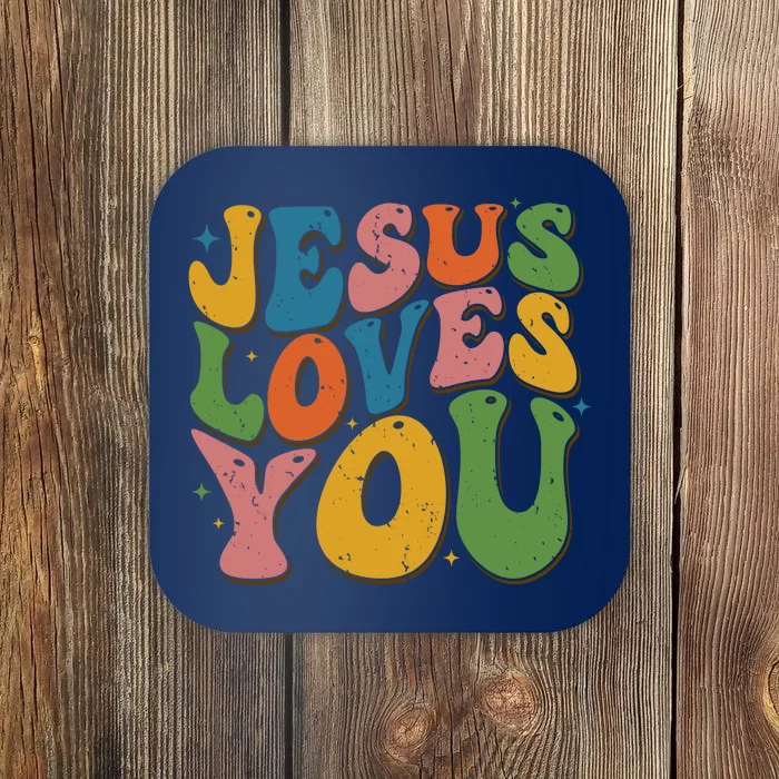 Jesus Loves You Retro Groovy Coaster