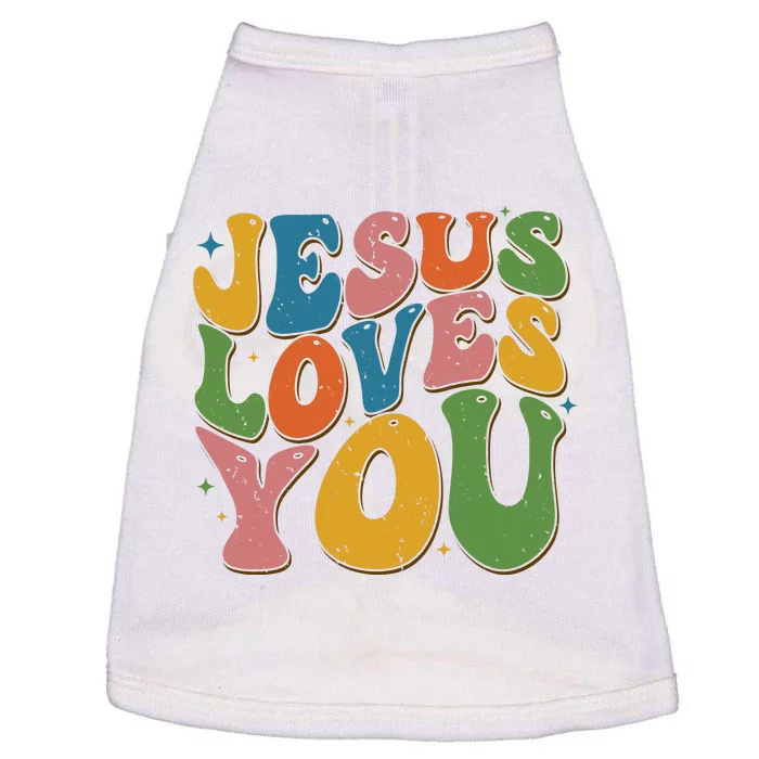 Jesus Loves You Retro Groovy Doggie Tank