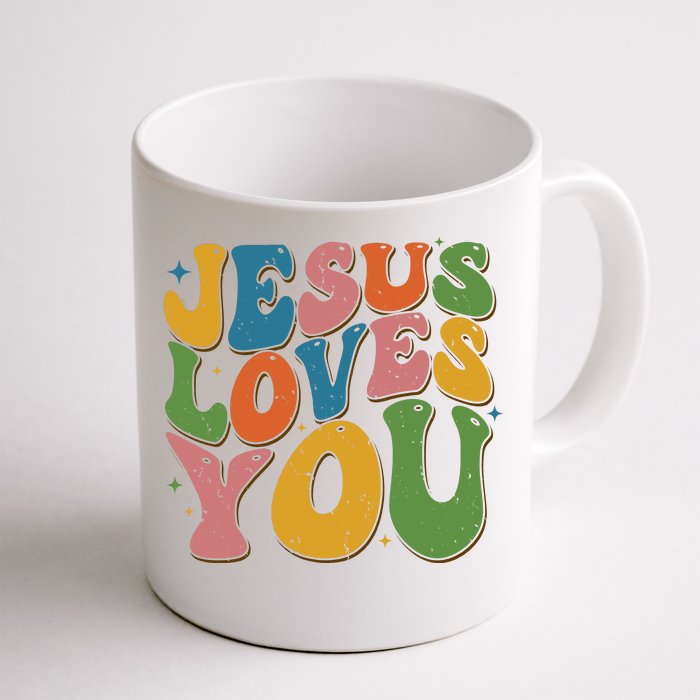 Jesus Loves You Retro Groovy Front & Back Coffee Mug