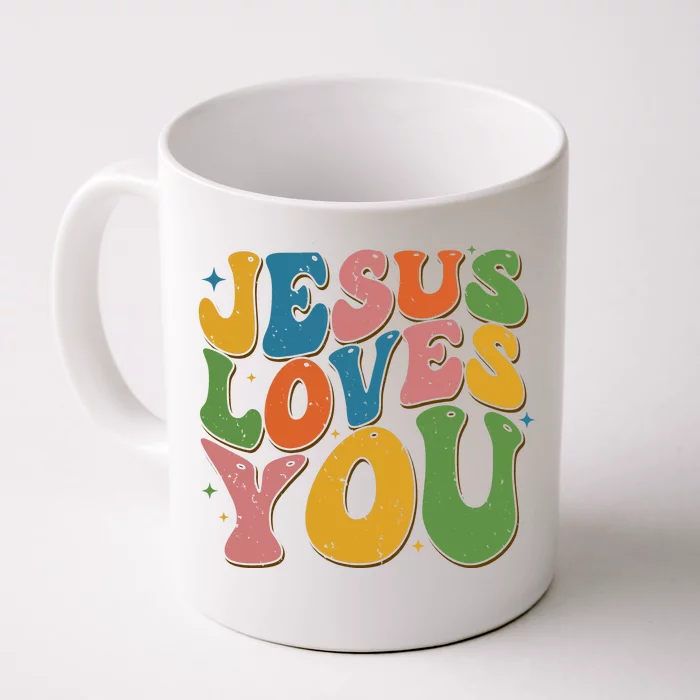 Jesus Loves You Retro Groovy Front & Back Coffee Mug