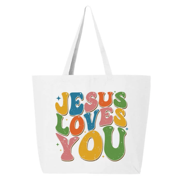 Jesus Loves You Retro Groovy 25L Jumbo Tote