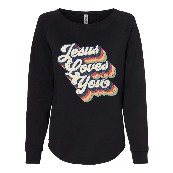 Jesus Loves You Retro Vintage Style Graphic Designs Womens California Wash Sweatshirt