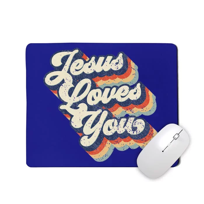 Jesus Loves You Retro Vintage Style Graphic Designs Mousepad