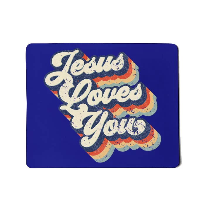 Jesus Loves You Retro Vintage Style Graphic Designs Mousepad