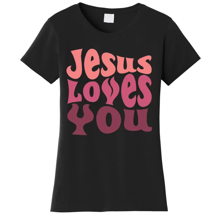 Jesus Loves You Retro Vintage Style Graphic Design Women's T-Shirt