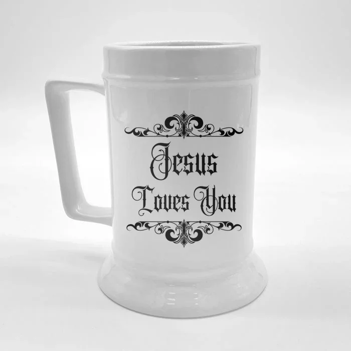 Jesus Loves You Christian Cute Gift Front & Back Beer Stein