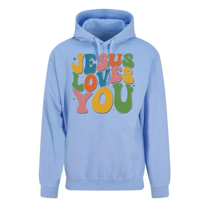 Jesus Loves You Retro Vintage Groovy Unisex Surf Hoodie