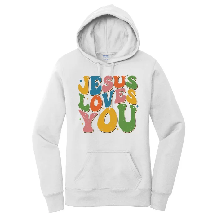 Jesus Loves You Retro Vintage Groovy Women's Pullover Hoodie