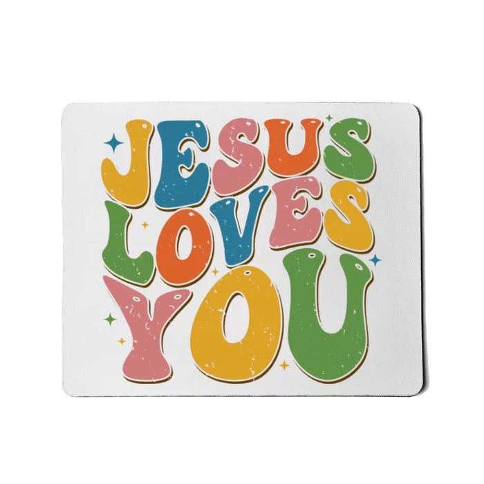 Jesus Loves You Retro Vintage Groovy Mousepad