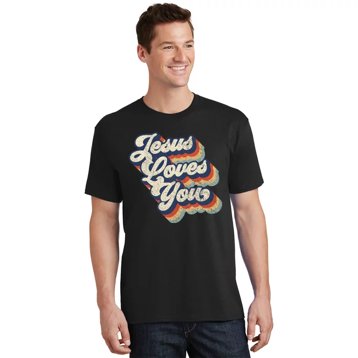 Jesus Loves You Retro Vintage Style Graphic Design T-Shirt