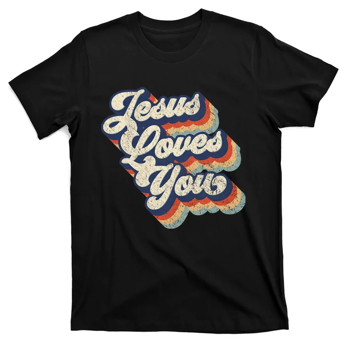 Jesus Loves You Retro Vintage Style Graphic Design T-Shirt