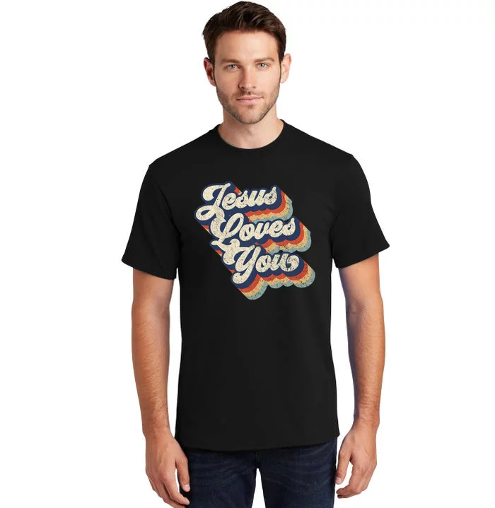 Jesus Loves You Retro Vintage Style Graphic Design Tall T-Shirt