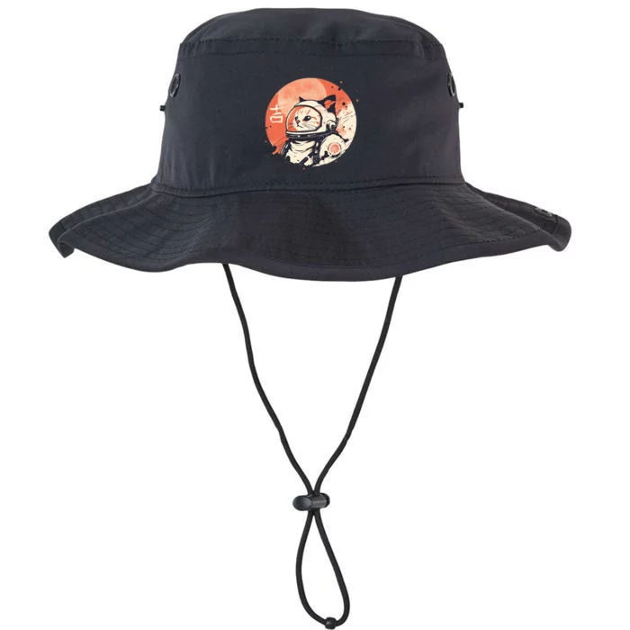 Japanese Minimalist 1950s Retro Space Cat Good Luck Kanji Legacy Cool Fit Booney Bucket Hat