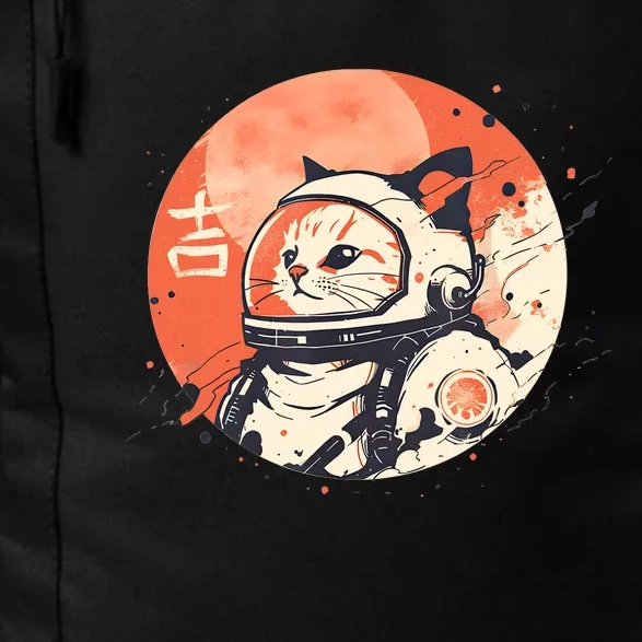 Japanese Minimalist 1950s Retro Space Cat Good Luck Kanji Daily Commute Backpack