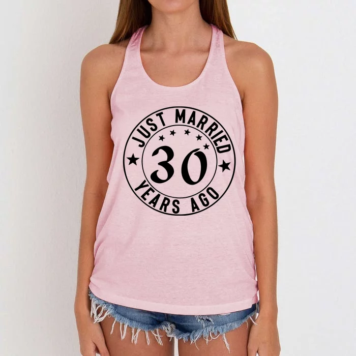 Just Married 30 Years Ago Happy Anniversary Women's Knotted Racerback Tank