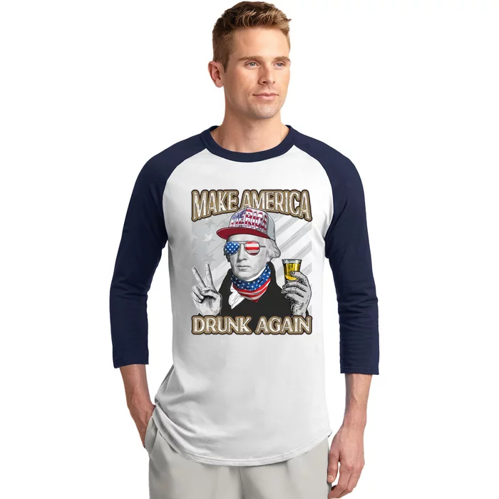 James Madison 4th July Make America Drunk Again Usa Flag Cool Gift Baseball Sleeve Shirt