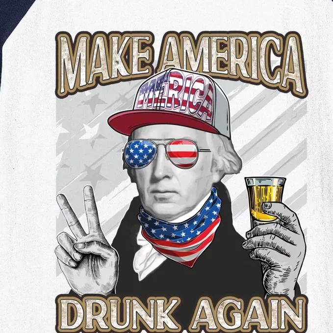 James Madison 4th July Make America Drunk Again Usa Flag Cool Gift Baseball Sleeve Shirt