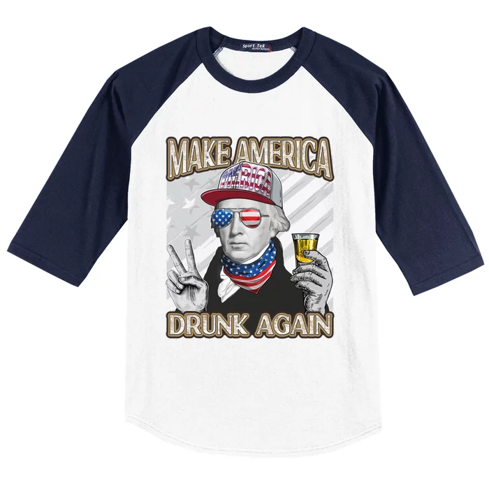 James Madison 4th July Make America Drunk Again Usa Flag Cool Gift Baseball Sleeve Shirt